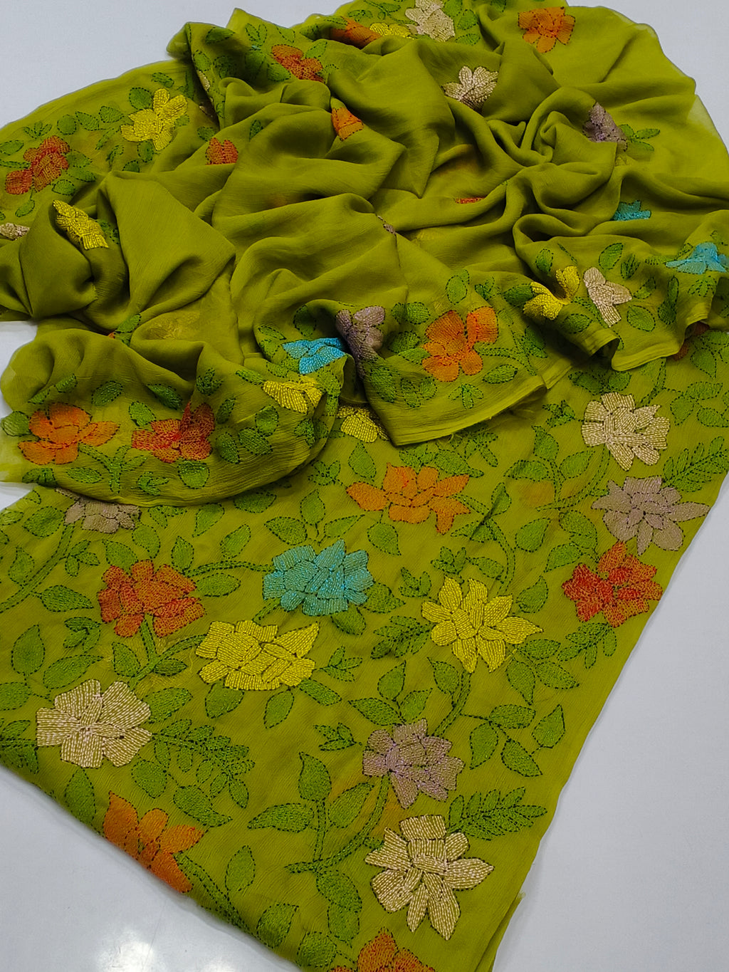 Bamber Chiffon Fabric Handmade Kacha Gulab Shirt , dupatta double boader 2pc Dress 😍😍