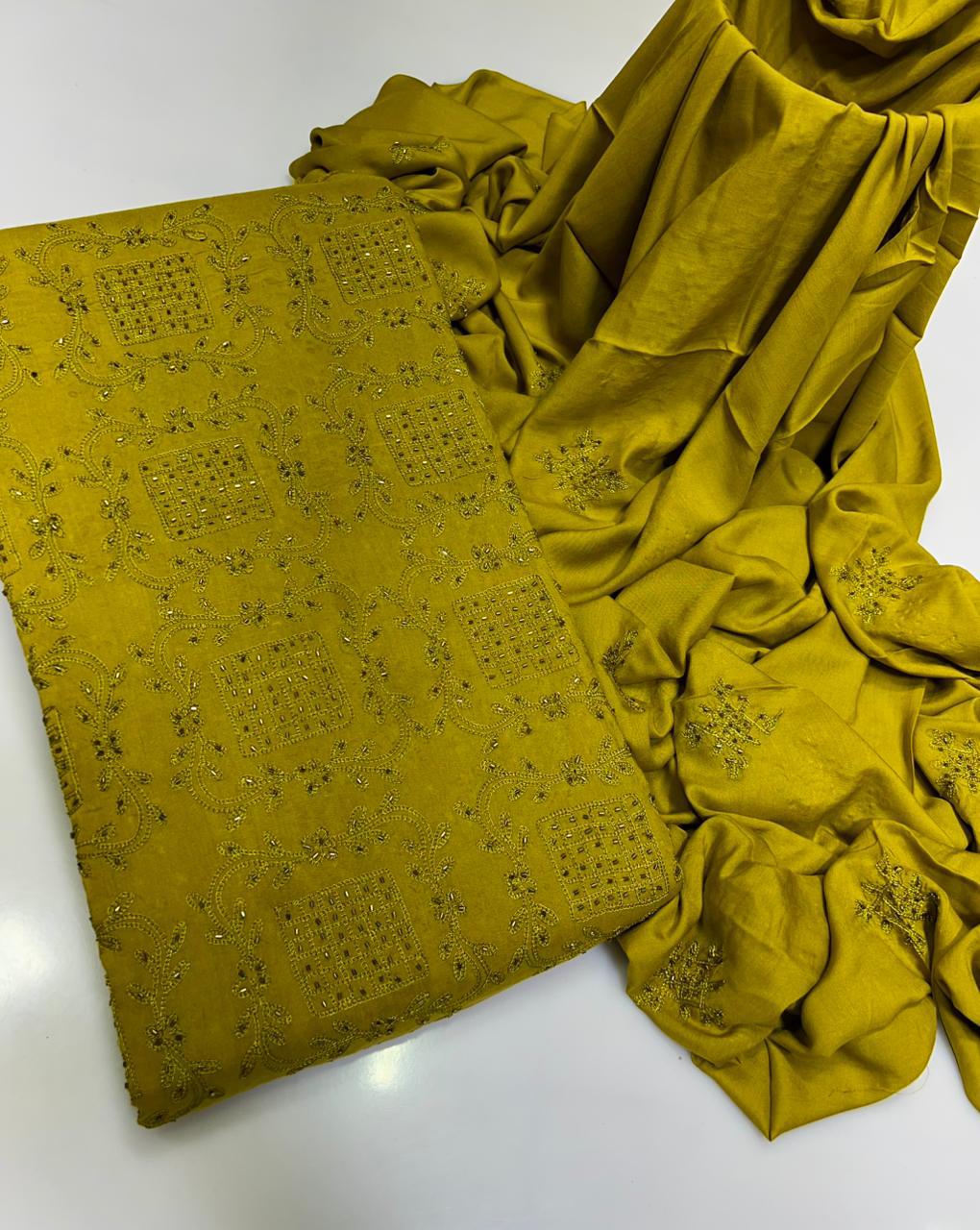 Linen Fabric Handmade Ar Cut Dana Shirt, dupatta linen, along Simple trouser 3pc Dress