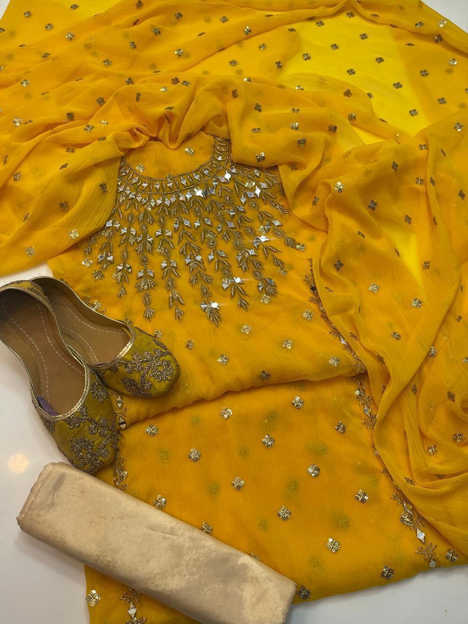 🔥Most Demanding Artical 🔥 
Shafon boti work & mirror work shirt
Shafon boti work duppata
Masoori trouser
With khusa