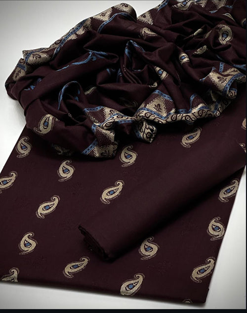 *Shirt 🥰❤️* heavy all over broshia design work 
*Trouser 🥰❤️* dhanak marina plain
*Shawl* dhanak marina all over beautiful broshia work
With beautiful design work borders