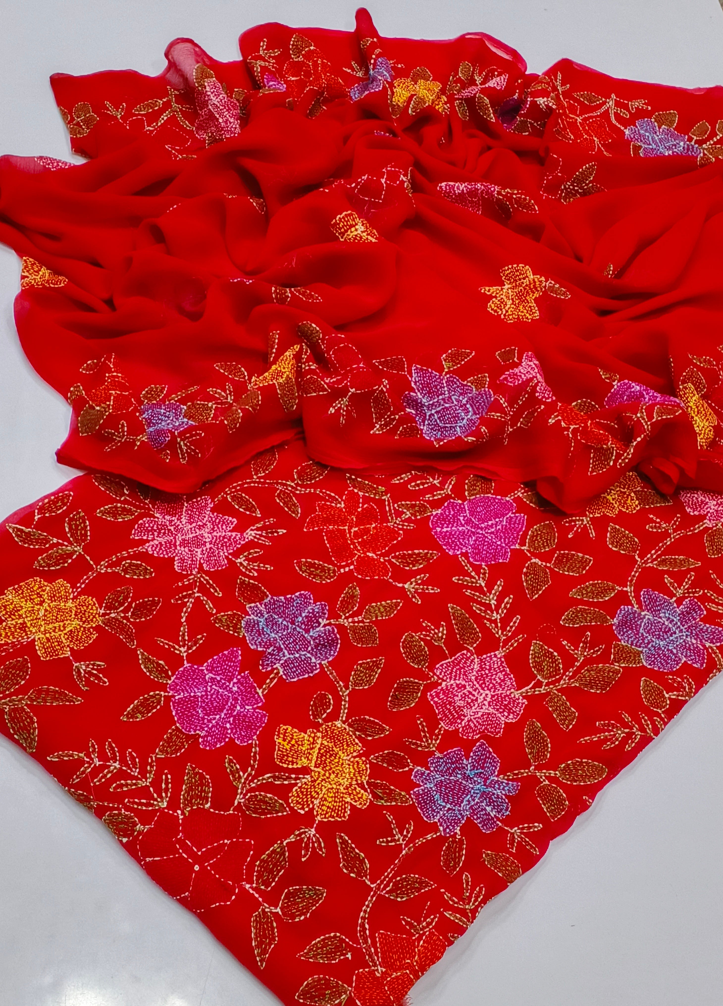 Bamber Chiffon Fabric Handmade Kacha Gulab Shirt , dupatta double boader 2pc Dress 😍😍