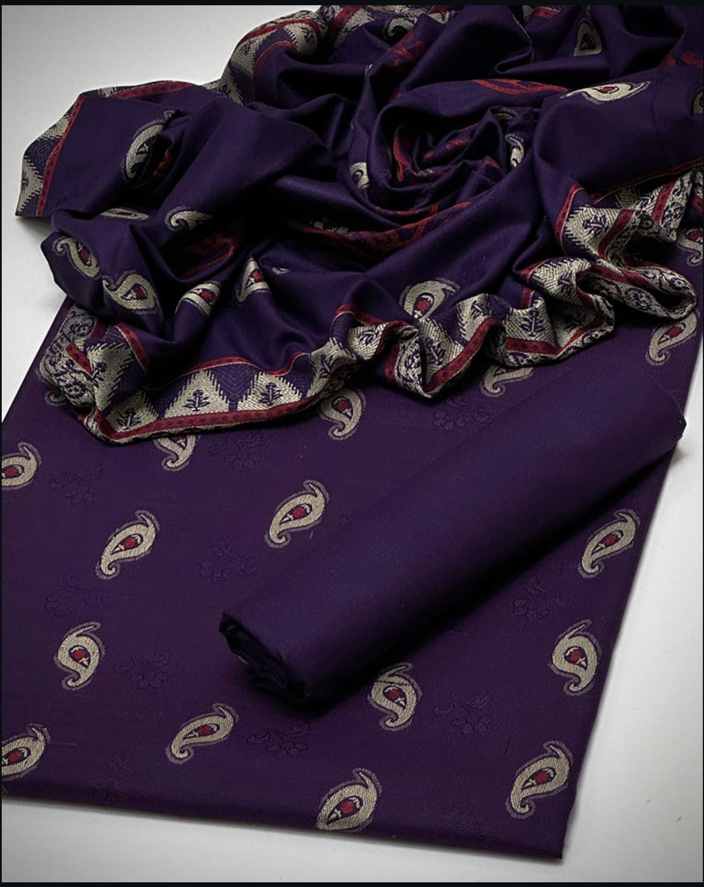 *Shirt 🥰❤️* heavy all over broshia design work 
*Trouser 🥰❤️* dhanak marina plain
*Shawl* dhanak marina all over beautiful broshia work
With beautiful design work borders