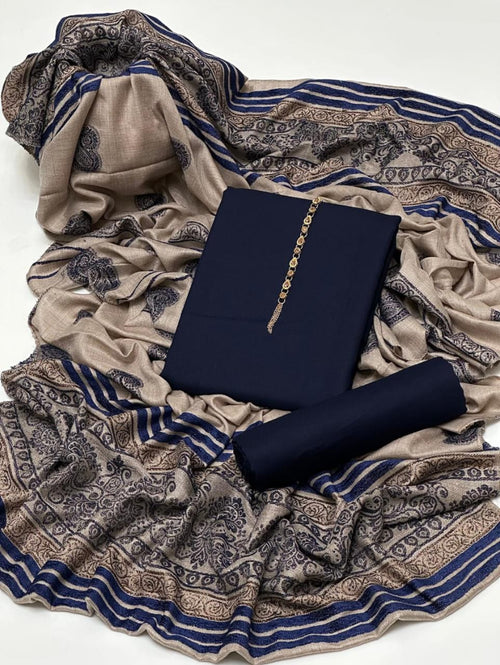 *Stuff: Marina*
Shirt & Trouser Marina plan Along...
Shawl Pashmina wool with Velvet Zari Straps work...
*✅ 3pc Suits..